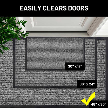 Sierra Concepts Front Door Mat Welcome Floor Mats - Entryway Indoor Outdoor Entrance Doormat, Patio, Porch, Muddy Shoe, Inside Outside Low Profile, 30x17 inches, 2-Pack Gray