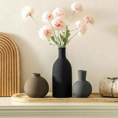Ceramic Vase Set of 3, Decorative Vases Home Decor Modern Neutral Flower Pampass Boho Vase for Living Room, Table, Mantel, Entryway, Bookshelf, Kitchen, Bedroom, Bathroom - White