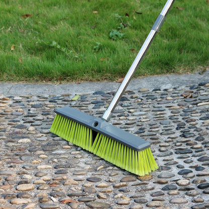 Upgraded 18" Push Broom with Adjustable Long Handle, Total Length is 55", Multi-Surface Floor Scrub Brush for Cleaning Deck, Patio, Garage, Driveway
