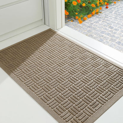 Mibao Front Door Mat, Heavy Duty Durable Welcome Mat for Outdoor Indoor, Dirt Trapper Waterproof Super Absorbent Door Mat for Entryway Outside Patio Porch, 29.5" x 17", Grey