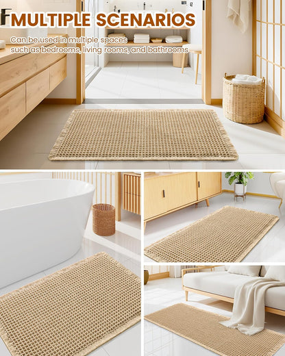 Smiry Waffle Bath Mat 30x20, Extra Soft Absorbent Bathroom Rugs, Non Slip Machine Washable Quick Dry Bath Rugs for Bathroom Floor, Tub, Shower, Home Decor Accessories, Brown