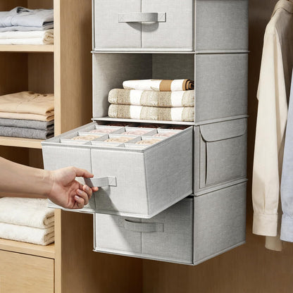 Vailando 6-Shelf Hanging Closet Organizer with 3 Drawers, 2 Separable 3-Shelf Closet Organizers and Storage for Wardrobe Organization, Hanging Dresser for Nursury & Dorm Clothes Organizer