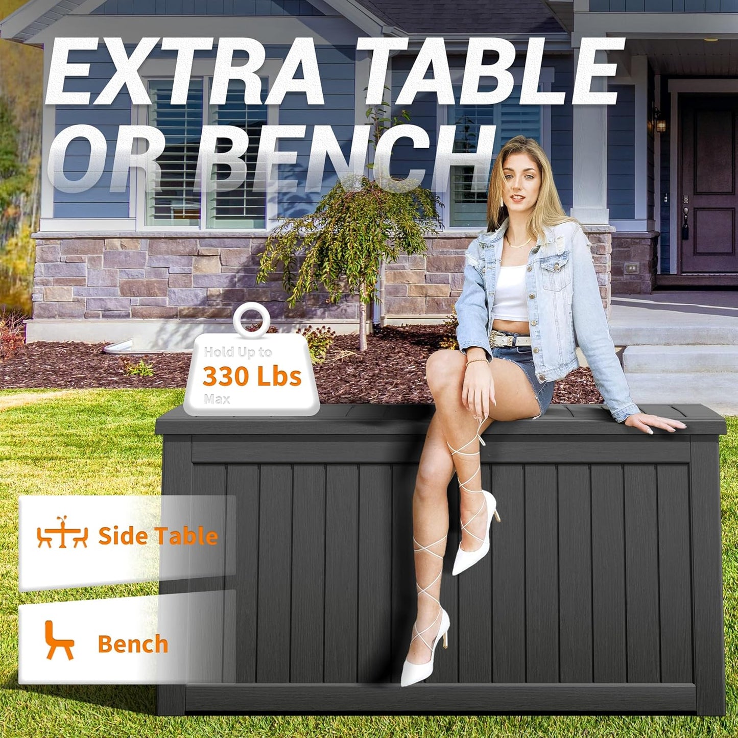 Outdoor Storage Box, 31 Gallon Resin Deck Boxes Outdoor Waterproof For Patio Furniture, Garden Tools, Pool Supplies, Lockable And UV Resistant (Rattan Gray)