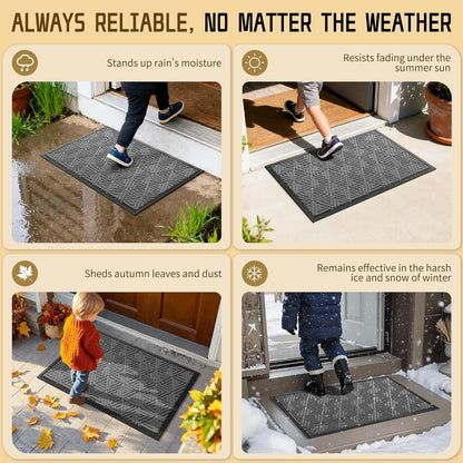 Yimobra Front Door Mat Outside Entrance 29.5x17, Waterproof Heavy Duty Outdoor Mats for Front Door, Non Slip Rubber Entry Mat for Garage Patio Indoor, Grey