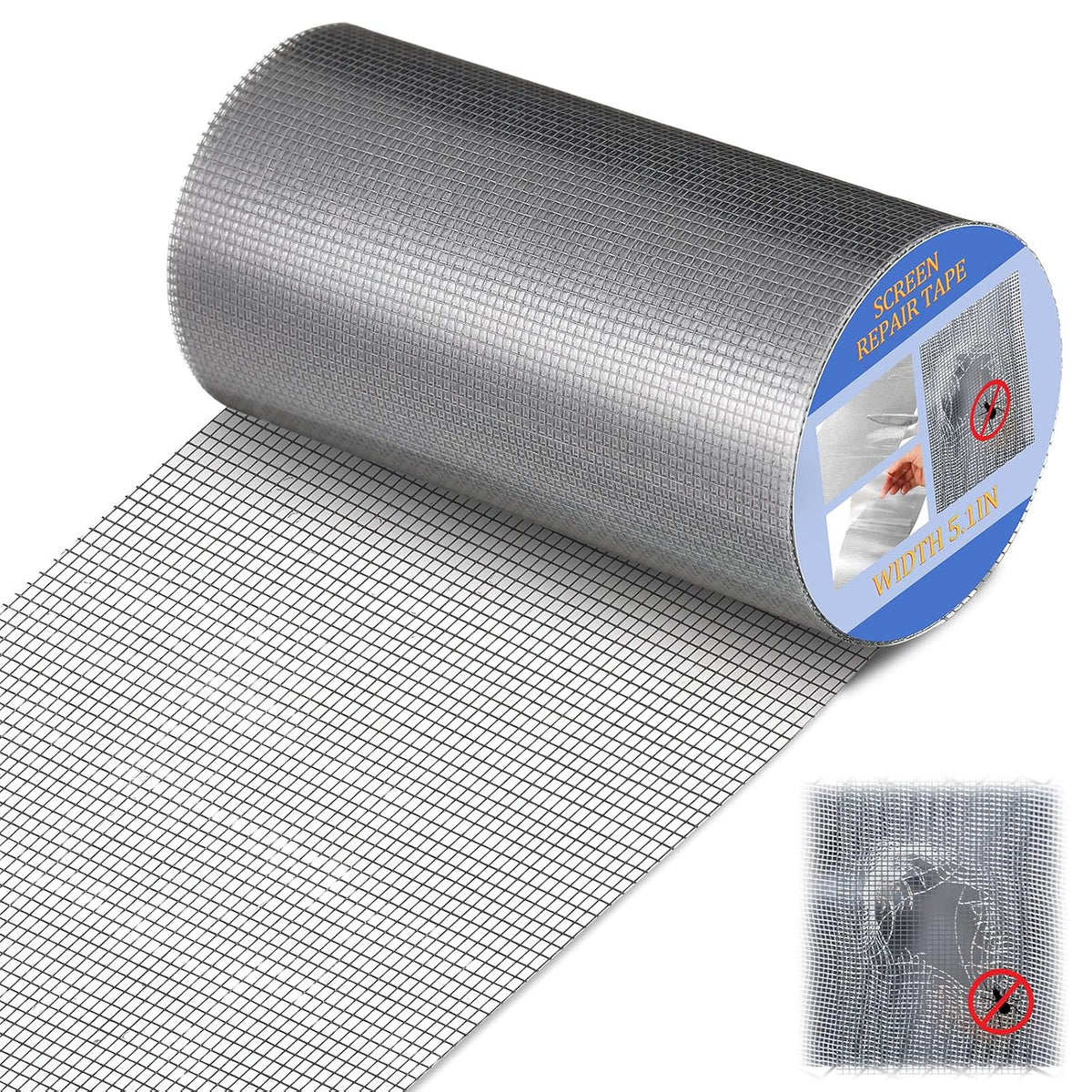 CroBlissful Extra Wide 5 inch x 20 ft Window Screen Tape Mesh Repair Strong Adhesive Waterproof Fiberglass Screen Repair Kit Patch for Window Door Tears Holes(Black)