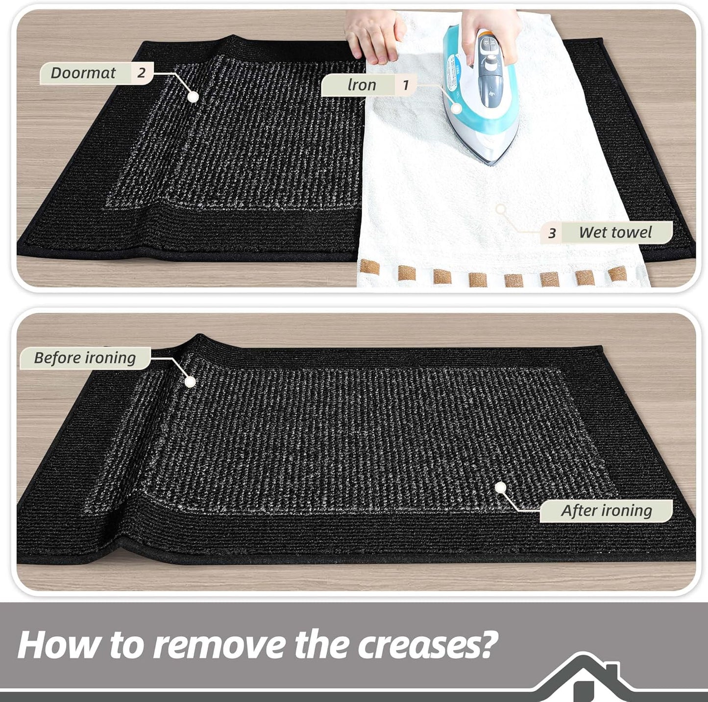 BEQHAUSE Indoor Door Mat 20" x 32", Dirt Trapper Door Mats Non-Slip Entryway Rugs Washable, Resist Dirt Absorbent Welcome Mat, Low Profile Floor Mats for Front Back Door and Entryway, Taupe