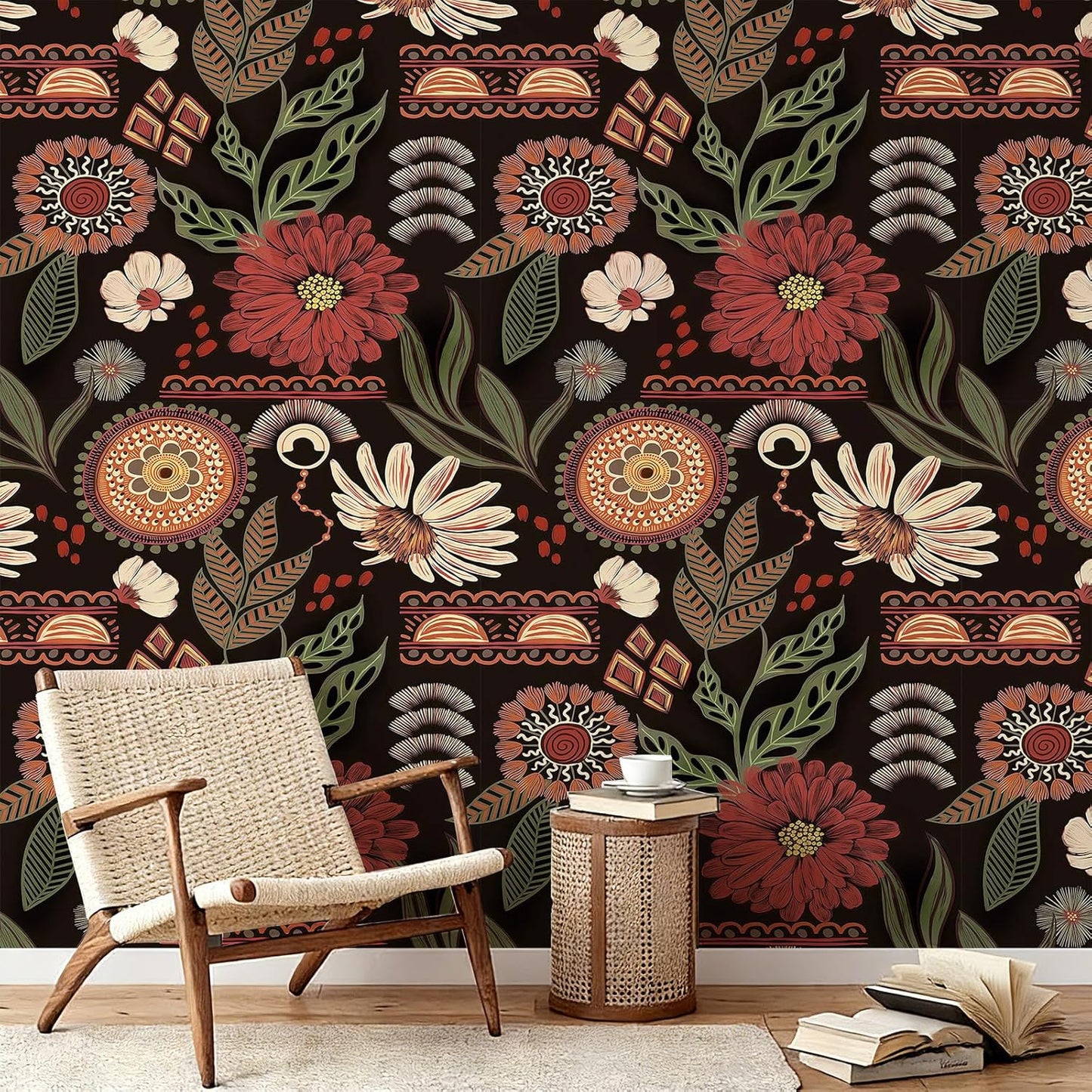 17"x118" Peel and Stick Wallpaper for Renter Friendly, Removable Wallpaper Peel and Stick, Self-Adhesive Textured Contact Paper for Walls, Cabinets, Countertops(Morning Song of Flowers)