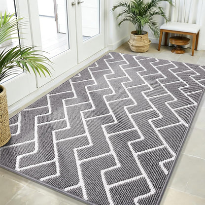 OLANLY Front Door Mat, Non-Slip Rubber Backing, Dirt Resistant and Absorbent, Washable, Easy to Clean Low-Profile Indoor Doormat for Back Door, Entryway, Inside Entrance, 32x20, Grey