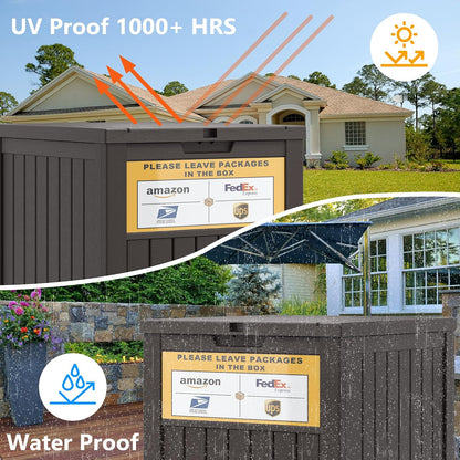 LHBGO Package Delivery Box for Outside, 48 Gallon Storage with Lockable Secure, Large Double Wall Resin Outdoor Package Delivery Waterproof Deck