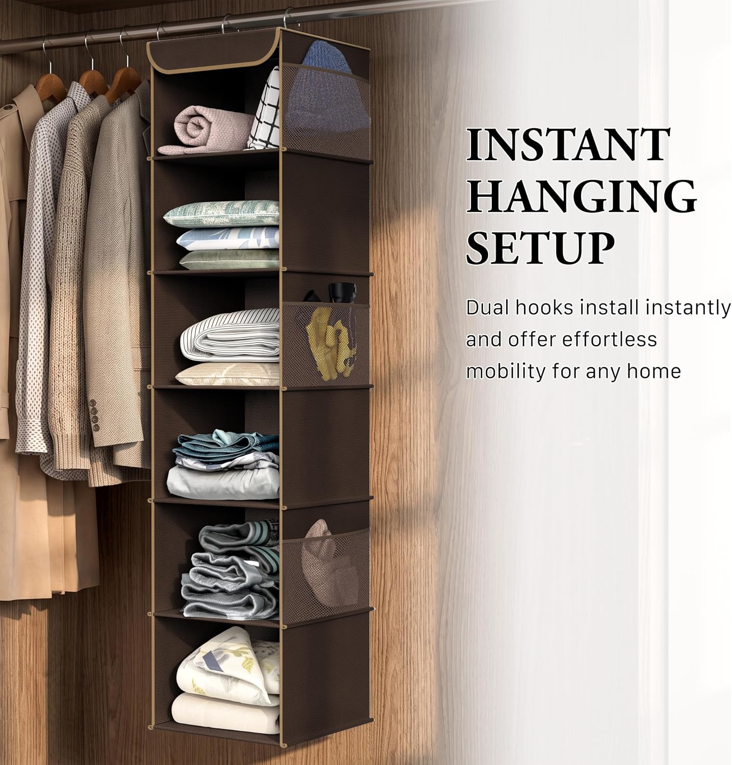Simple Houseware 6 Shelf Hanging Closet Organizer, Gray