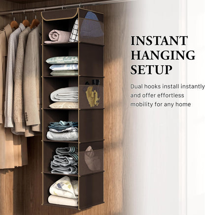 Simple Houseware 6 Shelf Hanging Closet Organizer, Gray