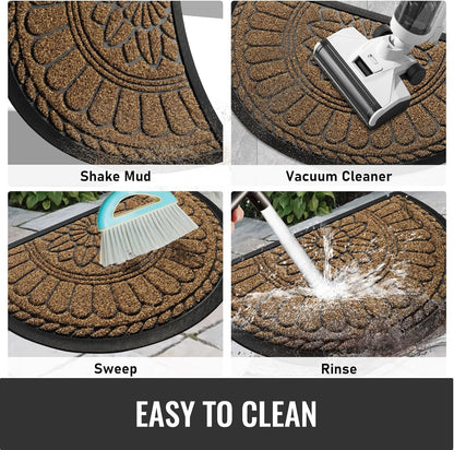 Mibao Front Door Mat Indoor Outdoor Entrance, Semicircular Entrance Mat, Half Round Waterproo Non-Slip Durable Rubber Door Mats, Low Profile Heavy Duty Doormat for Garage, Patio, 30" x 18", Yellow