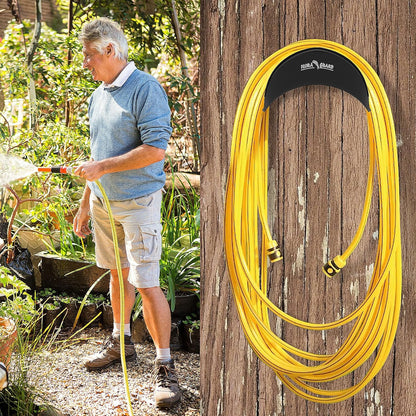 FLORA GUARD Garden Hose Holder, Heavy-Duty Hose Hanger, Holds Up to 125 ft, Garden Rack Wall Mount for Outside, Rust and Slip Resistant, Gray