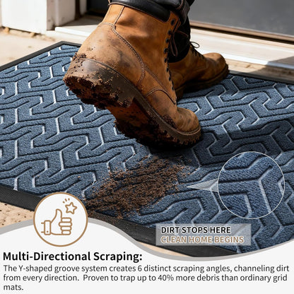 Yimobra Front Door Mat Outside Entrance 29.5x17, Waterproof Heavy Duty Outdoor Mats for Front Door, Non Slip Rubber Entry Mat for Garage Patio Indoor, Grey