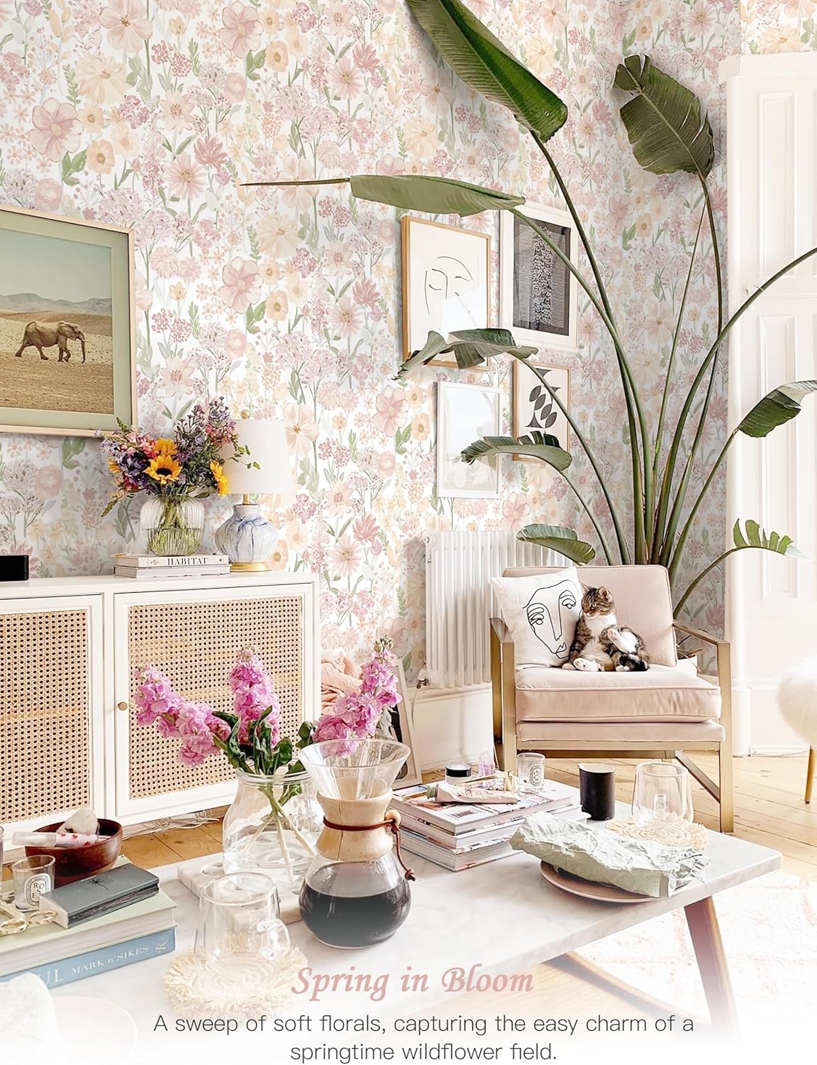Heroad Boho Peel and Stick Wallpaper Beige Renter Friendly Wall Paper Peel and Stick Modern Contact Paper Neutral Geometric Wallpaper for Bedroom Bathroom Cabinets Decor Vinyl Waterproof 17.3"x78.7"