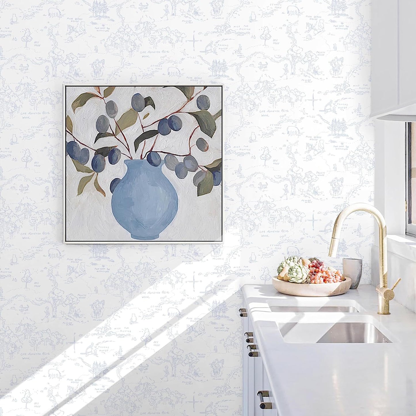 Dimoon 17.3''x78.7'' Vintage Peel and Stick Wallpaper Boho Beige Neutral Contact Paper White Floral Bird Wallpaper Removable Botanical Renter Friendly Modern Wall Paper Bedroom Bathroom Vinyl Roll