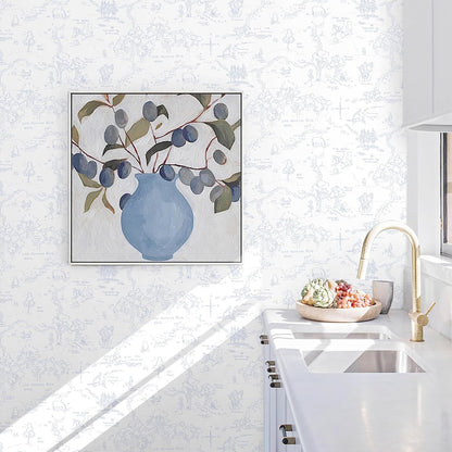 Dimoon 17.3''x78.7'' Vintage Peel and Stick Wallpaper Boho Beige Neutral Contact Paper White Floral Bird Wallpaper Removable Botanical Renter Friendly Modern Wall Paper Bedroom Bathroom Vinyl Roll