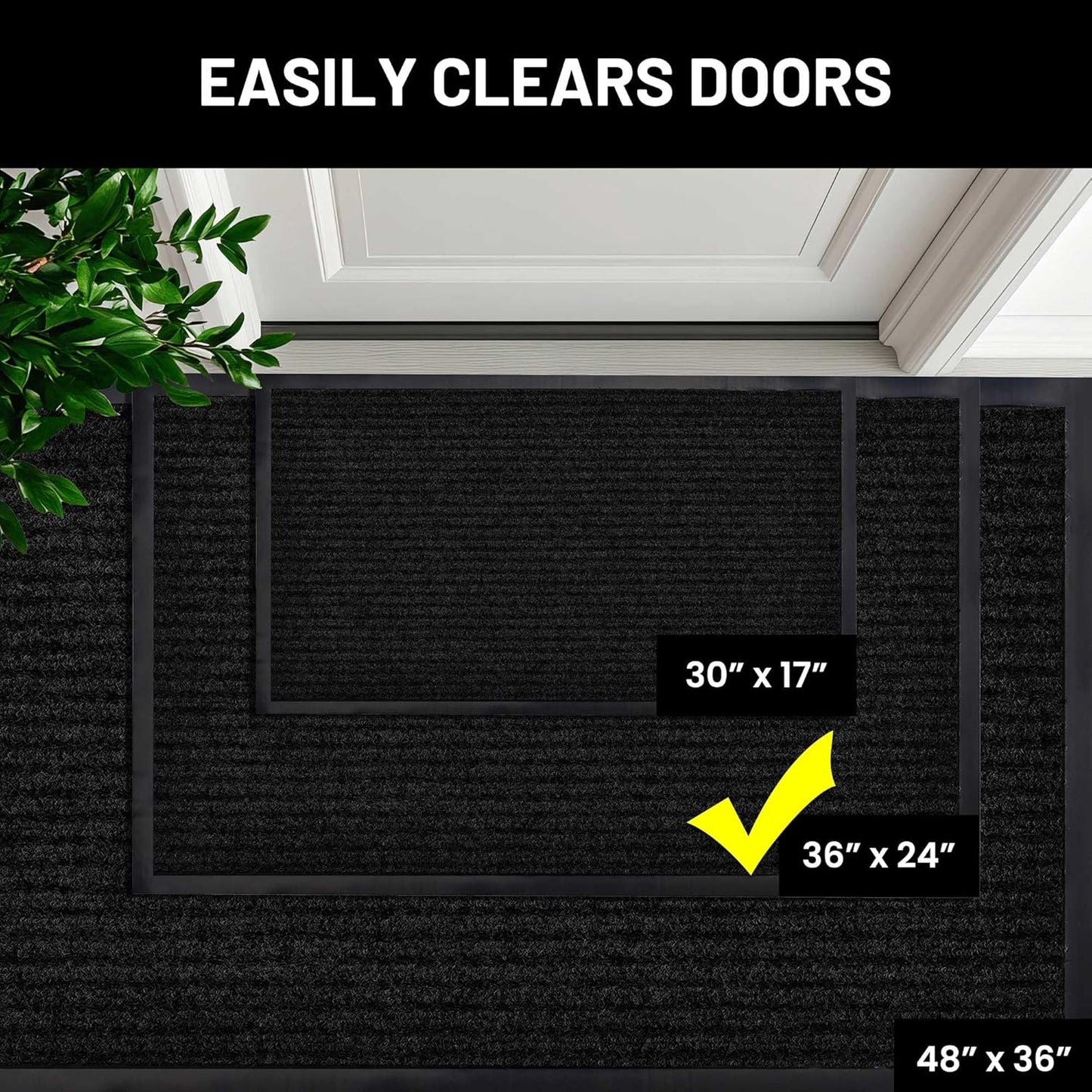 Sierra Concepts Front Door Mat Welcome Floor Mats - Entryway Indoor Outdoor Entrance Doormat, Patio, Porch, Muddy Shoe, Inside Outside Low Profile, 30x17 inches, 2-Pack Gray