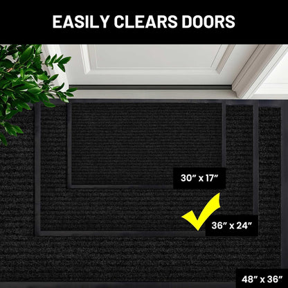 Sierra Concepts Front Door Mat Welcome Floor Mats - Entryway Indoor Outdoor Entrance Doormat, Patio, Porch, Muddy Shoe, Inside Outside Low Profile, 30x17 inches, 2-Pack Gray