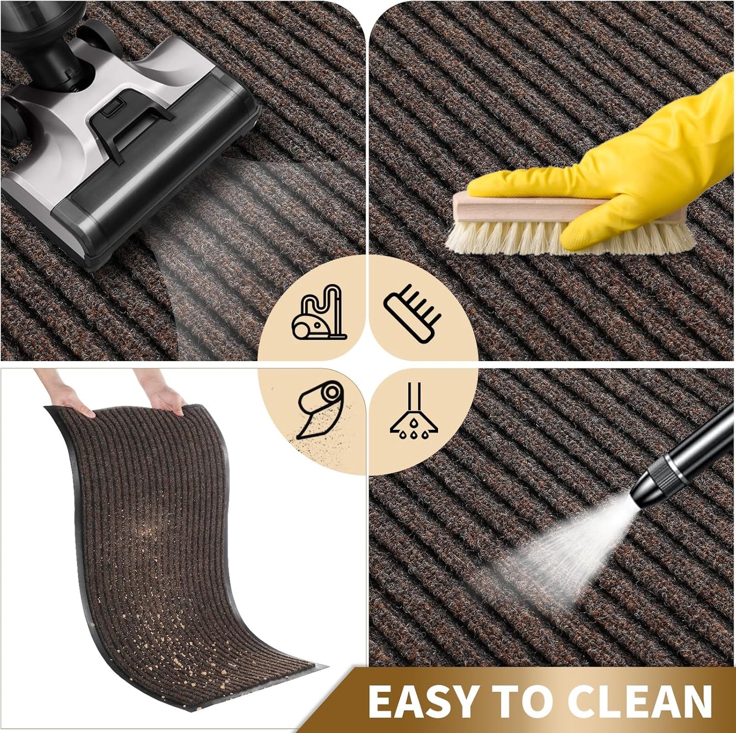 Yimobra Welcome Mat, Heavy Duty Sturdy Door Mats for Home Entrance Outdoor Indoor, Front Doormat for Outside Patio Floor Entry Porch Garage Office, Waterproof, Low Profile, 29.5x17, Black Grey