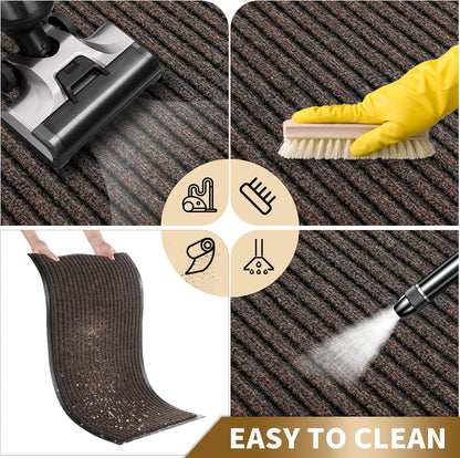 Yimobra Welcome Mat, Heavy Duty Sturdy Door Mats for Home Entrance Outdoor Indoor, Front Doormat for Outside Patio Floor Entry Porch Garage Office, Waterproof, Low Profile, 29.5x17, Black Grey