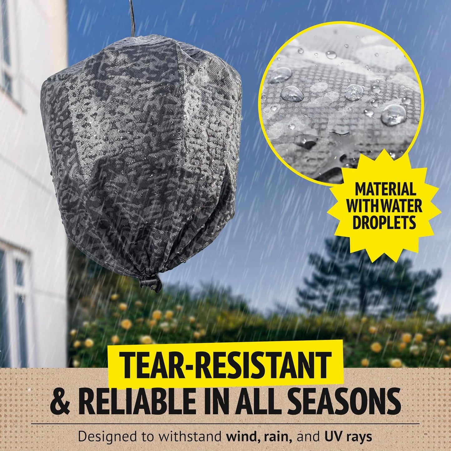 Super Ninja Fake Wasp Nest - 2 Pack, Wasp Nest Decoy for Outdoor Hanging, Yellow Jackets & Bee Repellent Outdoor, Waterproof & Tear-Resistant Deterrent for Patio & Garden
