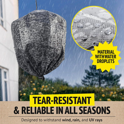 Super Ninja Fake Wasp Nest - 2 Pack, Wasp Nest Decoy for Outdoor Hanging, Yellow Jackets & Bee Repellent Outdoor, Waterproof & Tear-Resistant Deterrent for Patio & Garden