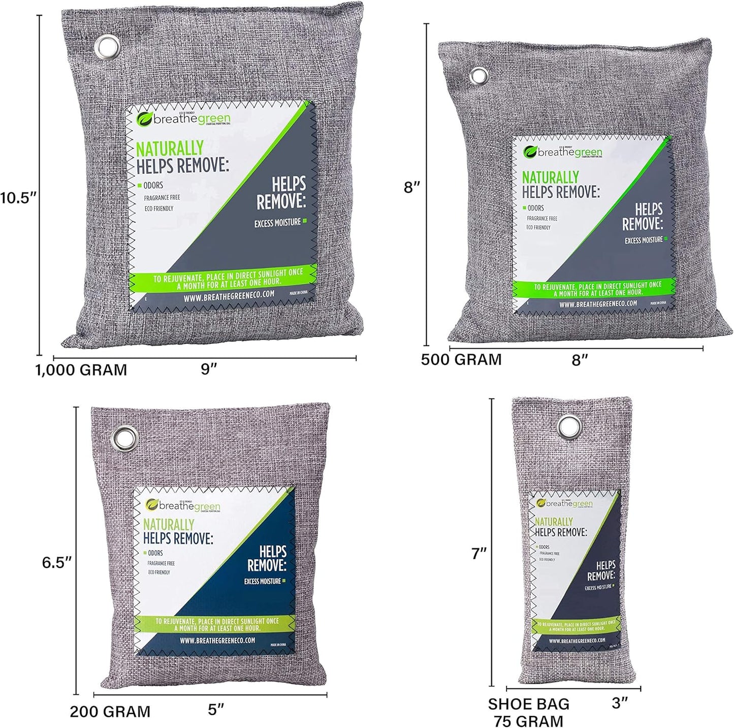 Bamboo Charcoal Bags Odor Absorber (9-Pack) Activated Charcoal Odor Eliminator Bag, Natural Freshener Removes Odors and Moisture, Odor Eliminator for Home, Pets, Shoes, Closet, RV
