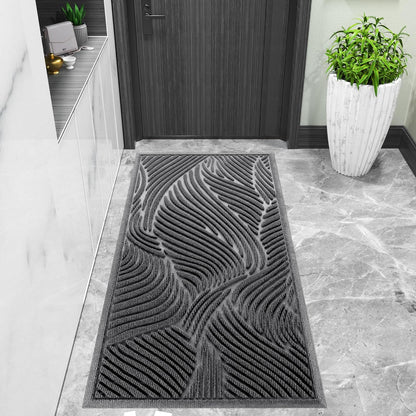 Yimobra Doormat Outdoor Entrance, Simple Stripes All-Weather Waterproof & Non-Slip Mat for Front Door, Heavy Duty Welcome Mat for Indoor, Garage, Patio-29.5x17, Dark Grey