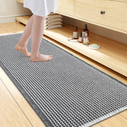 Smiry Waffle Bath Mat 30x20, Extra Soft Absorbent Bathroom Rugs, Non Slip Machine Washable Quick Dry Bath Rugs for Bathroom Floor, Tub, Shower, Home Decor Accessories, Brown