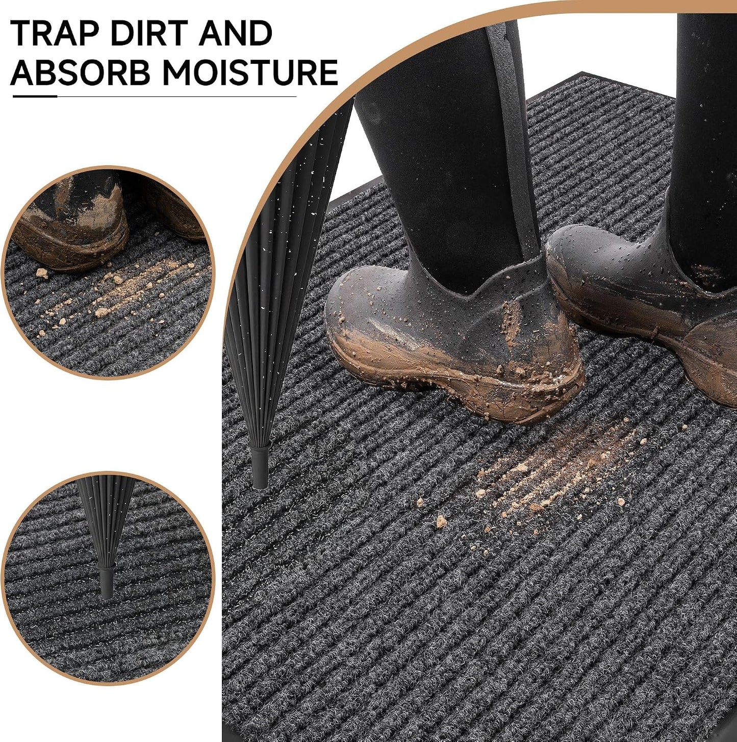 100pointONE Durable Front Door Mat, Heavy Duty Indoor Outdoor Doormat, 48” x 36” Low Profile Outdoor Mats for Home Entrance, Stain and Fade Resistant Shoe Scraper Mat, Ideal for High Traffic Area