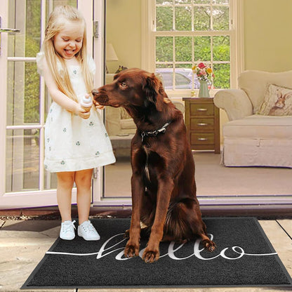EARTHALL Door Mat Outside Inside Home Doormat, 30"x17.5", Durable Floor Mat Non Slip Mat Ultra Absorb Mud Easy Clean Front Doormat for Garage, Entryway, Patio, High Traffic Areas, Black