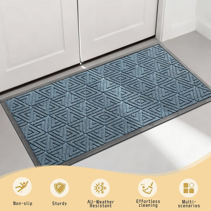 Yimobra Front Door Mat Outside Entrance 29.5x17, Waterproof Heavy Duty Outdoor Mats for Front Door, Non Slip Rubber Entry Mat for Garage Patio Indoor, Grey