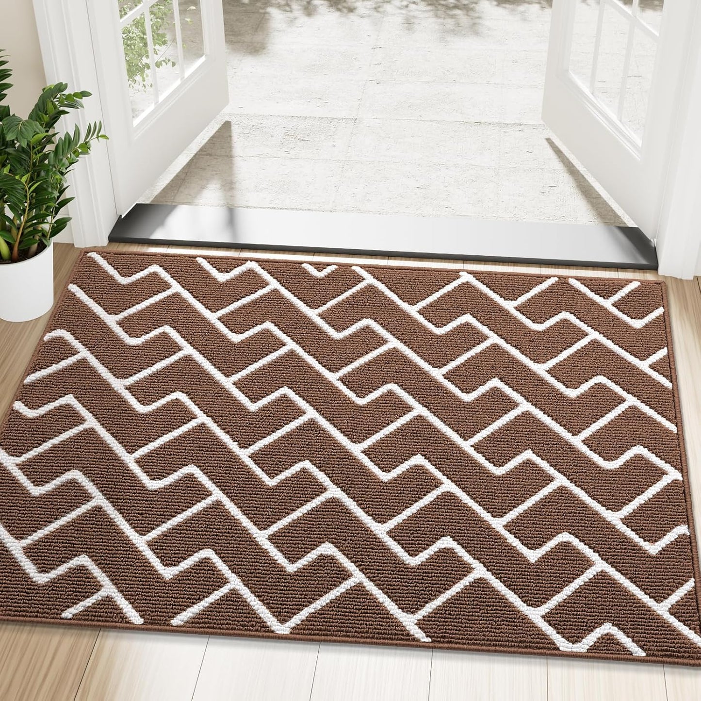 OLANLY Front Door Mat, Non-Slip Rubber Backing, Dirt Resistant and Absorbent, Washable, Easy to Clean Low-Profile Indoor Doormat for Back Door, Entryway, Inside Entrance, 32x20, Grey