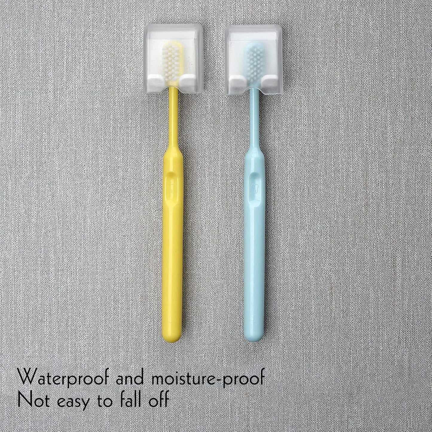 2 PCS Toothbrush Holder Wall Mounted with Cover for Bathroom, Self Adhesive Toothbrush Storage Organizer for Shower, Mini Toothbrush Hanger Rack for Dorm, Cabinet (Black)