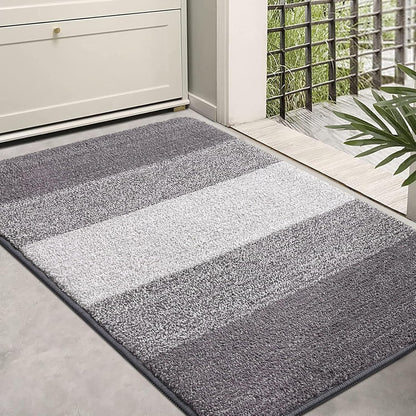 Kitinjoy Indoor Outdoor Door Mat, 32x20 Non-Slip Absorbent Dirt Trapper, Low-Profile Washable Inside Entrance Front Floor Mat, Sturdy Soft Entry Doormats for Entryway, Grey