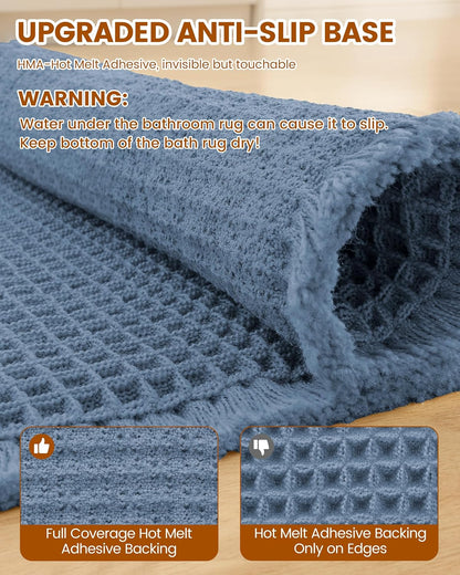 Smiry Waffle Bath Mat 30x20, Extra Soft Absorbent Bathroom Rugs, Non Slip Machine Washable Quick Dry Bath Rugs for Bathroom Floor, Tub, Shower, Home Decor Accessories, Brown