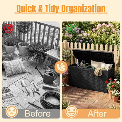 Outdoor Storage Box,38 Gallon Resin Deck Box,Waterproof & UV Resistant Lockable Package Delivery Bin,Toy Cabinet for Indoor & Outdoor