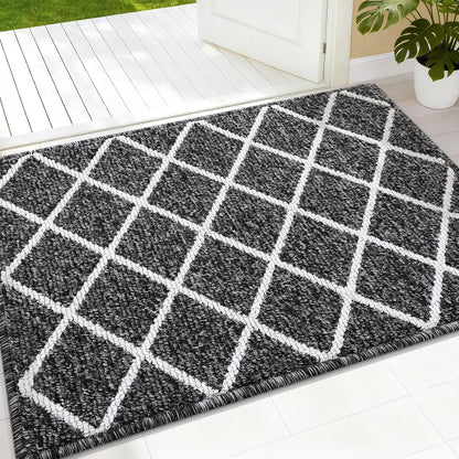 Finchitty Indoor Door Mat, Dirt Resistant and Absorbent, Low-Profile, Non-Slip, Washable Inside Floor Mats for Front Door, Back, and Entrance, 32" x 20", Grey