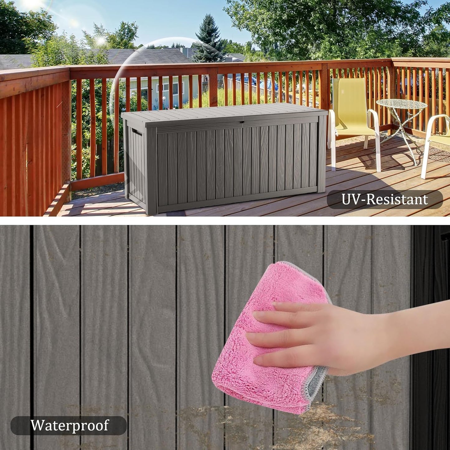 Outdoor Storage Box 325GAL Waterproof Resin Deck Box,Pool Accessories Supplies，UV-Resistant Lockable Package Delivery Bin for Garden Tools,Large Patio Outside Cushions,Chest,Furniture,Black