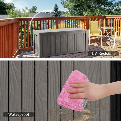 Outdoor Storage Box 325GAL Waterproof Resin Deck Box,Pool Accessories Supplies，UV-Resistant Lockable Package Delivery Bin for Garden Tools,Large Patio Outside Cushions,Chest,Furniture,Black