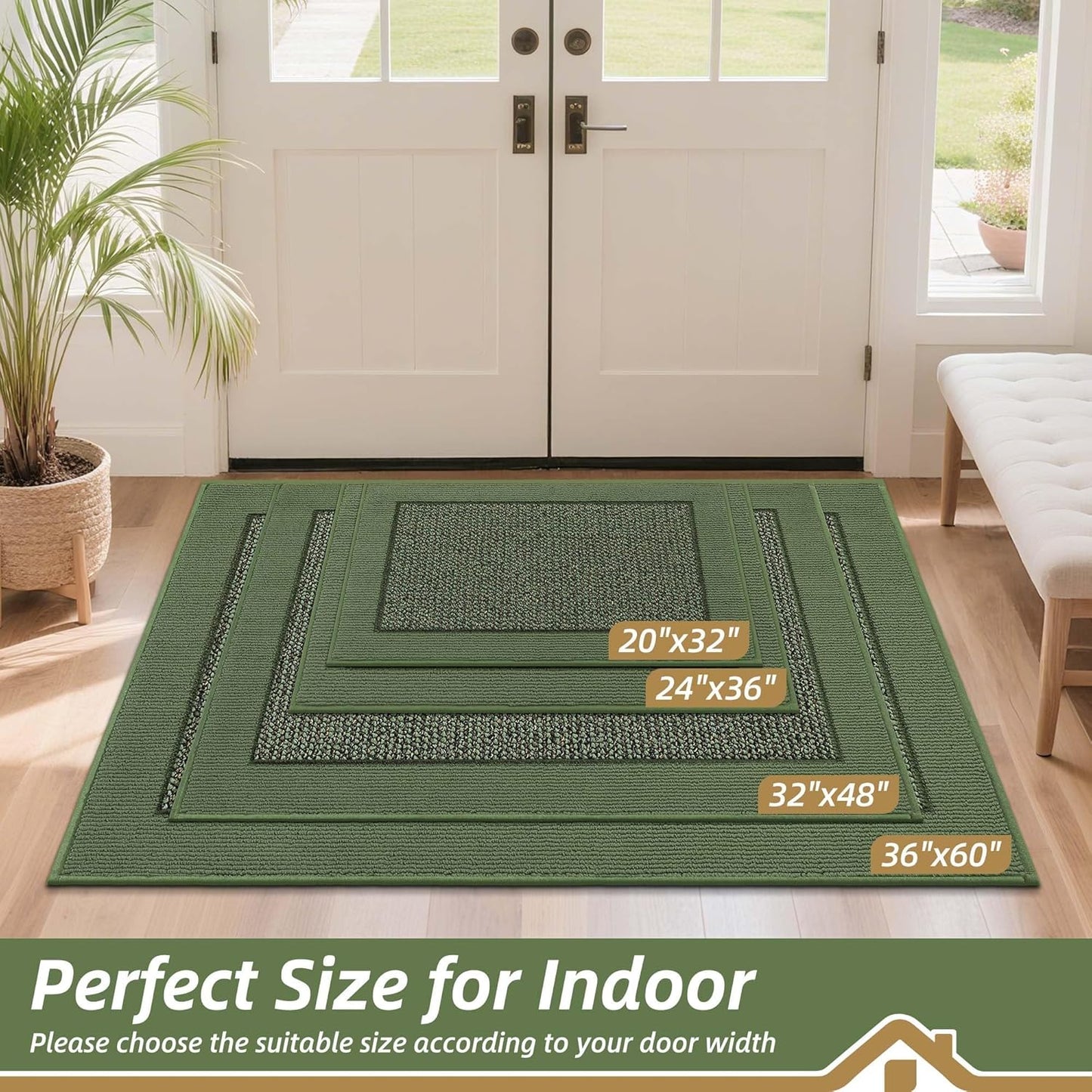 BEQHAUSE Indoor Door Mat 20" x 32", Dirt Trapper Door Mats Non-Slip Entryway Rugs Washable, Resist Dirt Absorbent Welcome Mat, Low Profile Floor Mats for Front Back Door and Entryway, Taupe