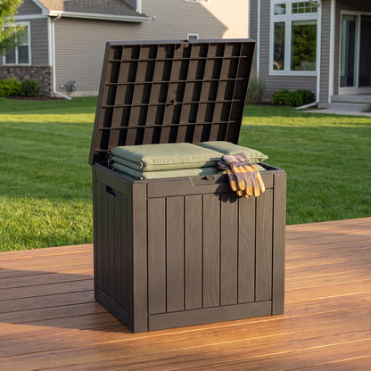 NicBex 30 Gallon Deck Box, Waterproof Resin Outdoor Storage Box Lockable for Patio Furniture, Fade Resistant Patio Side Table & Organizer for Garden Tools, Pool Floats, Outdoor Cushions, Black