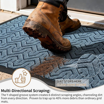 Yimobra Front Door Mat Outside Entrance 29.5x17, Waterproof Heavy Duty Outdoor Mats for Front Door, Non Slip Rubber Entry Mat for Garage Patio Indoor, Grey