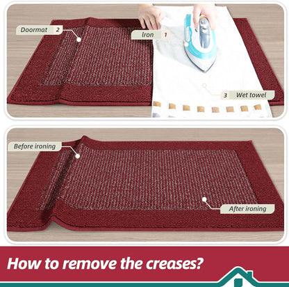 BEQHAUSE Indoor Door Mat 20" x 32", Dirt Trapper Door Mats Non-Slip Entryway Rugs Washable, Resist Dirt Absorbent Welcome Mat, Low Profile Floor Mats for Front Back Door and Entryway, Taupe
