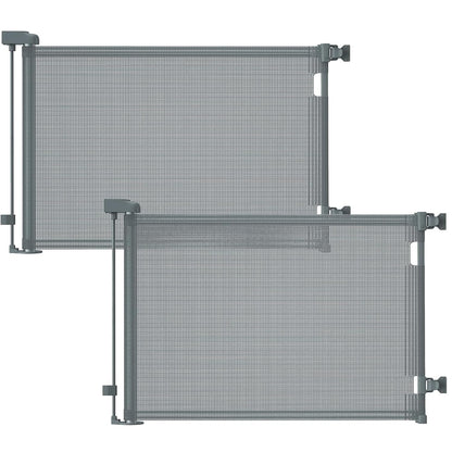 Retractable Baby Gates, Mesh Dog Gate for Doorways, 33.6" Tall, Expands to 55" Wide,Pet Safety Essential Fit for Baseboards, Wide Toddlers Gates for Hallways, Indoor & Outdoor,Gray