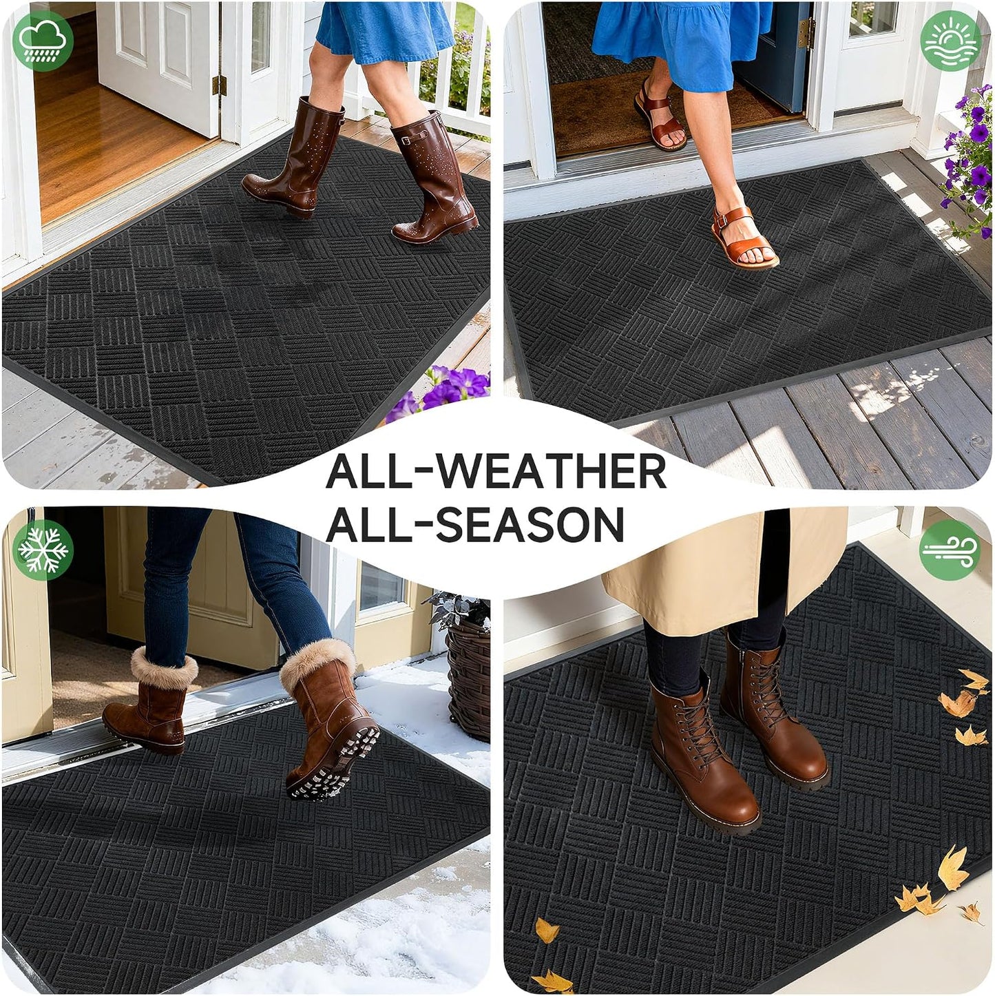 100pointONE Durable Front Door Mat, Heavy Duty Indoor Outdoor Doormat, 48” x 36” Low Profile Outdoor Mats for Home Entrance, Stain and Fade Resistant Shoe Scraper Mat, Ideal for High Traffic Area