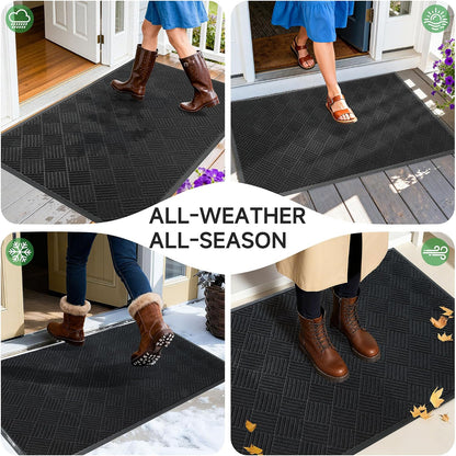 100pointONE Durable Front Door Mat, Heavy Duty Indoor Outdoor Doormat, 48” x 36” Low Profile Outdoor Mats for Home Entrance, Stain and Fade Resistant Shoe Scraper Mat, Ideal for High Traffic Area