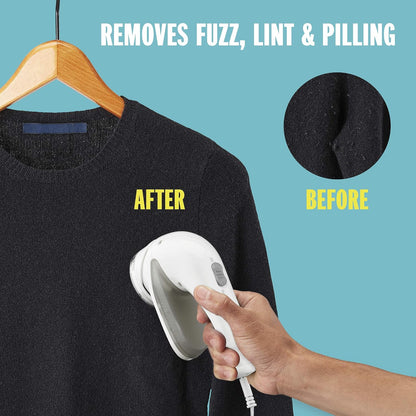 Conair Fabric Shaver and Lint Remover, Rechargeable Portable Clothes Shaver with 3 Settings, Fuzz Remover for Sweaters, Clothing, and Furniture, Large 2-Inch Shaving Head, White