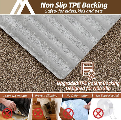 COSY HOMEER Stair Treads for Wooden Steps Non-Slip Carpet Mat,4pcs,Brown | Cut to Size,Peel and Stick,Washable,Residue Free,Self Adhesive,Stair Runner for Kid Elder Pet,28“x9”Carpet Stair Treads